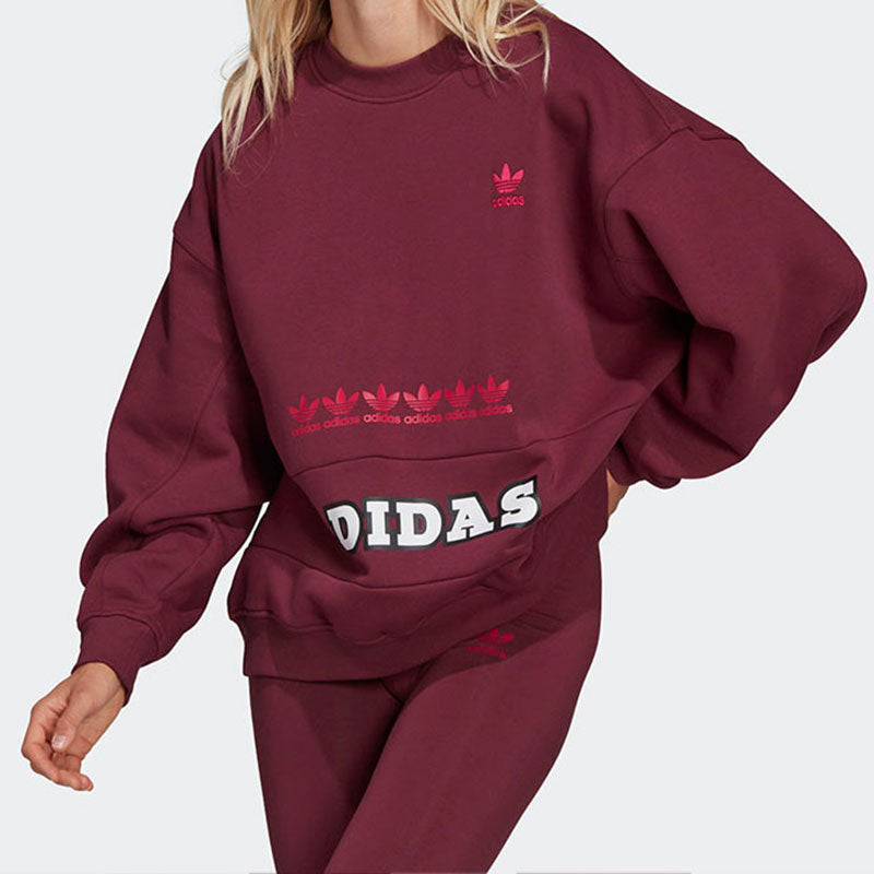 (WMNS) adidas Originals Logo Play Sweatshirt 'Claret' H20452