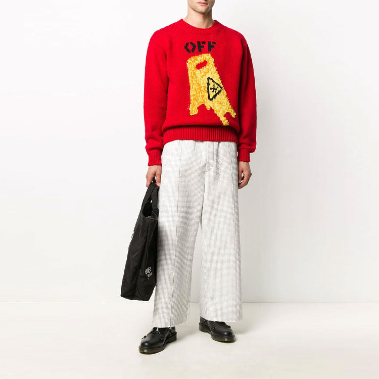 Men's Off-White Round Neck Skeleton Red OMHE054F20KNI0022518