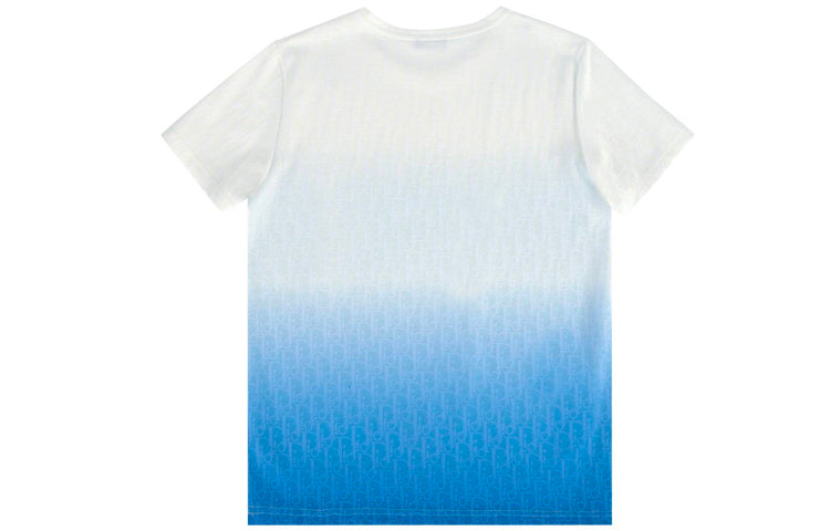 DIOR Degrade Oblique Cotton Gradient Crewneck Short Sleeve Unisex White/Blue 023J600B0624-C085