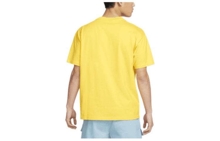 Men's Nike Landscape Logo Printing Round Neck Casual Short Sleeve Yellow T-Shirt DQ1020-709