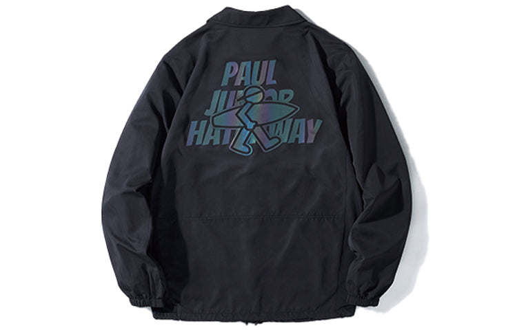 PJs Vigor Surf Laser Colorful Reflective Alphabet Printing Coach Loose Jacket Unisex Black 20SSJK1001-P