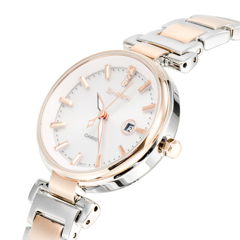 CASIO Waterproof SHEEN Sapphire Crystal Solar Powered Stainless Steel Strap Quartz Rose Gold Analog SHS-4524SCG-7APR