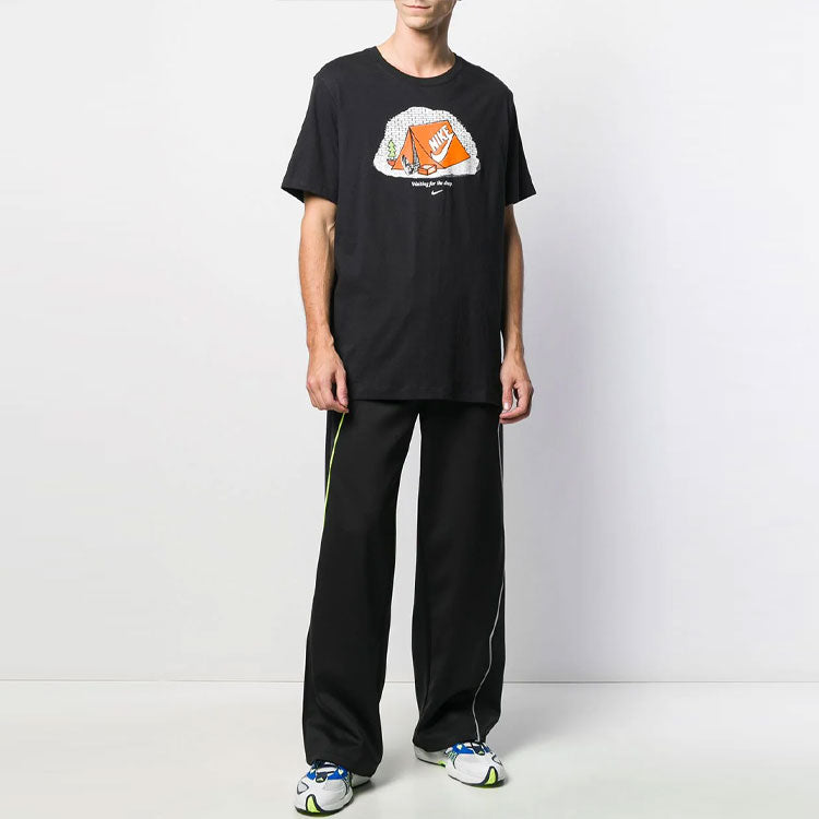 Men's Nike Printing Round Neck Pullover Short Sleeve Black T-Shirt CI6266-010