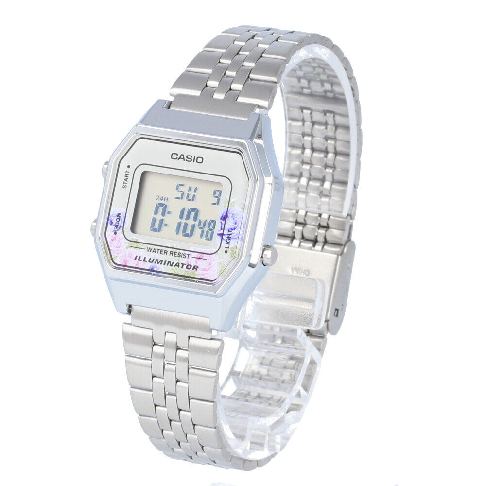 Casio Youth Vintage Digital Watch 'Silver Floral' LA680WA-4C