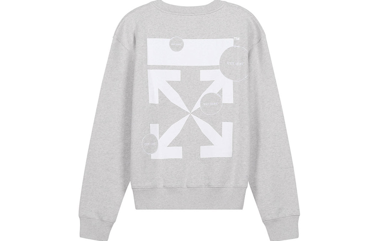 Off-White Cut Here Logo Printing Pullover light grey OMBA025F20FLE0070801