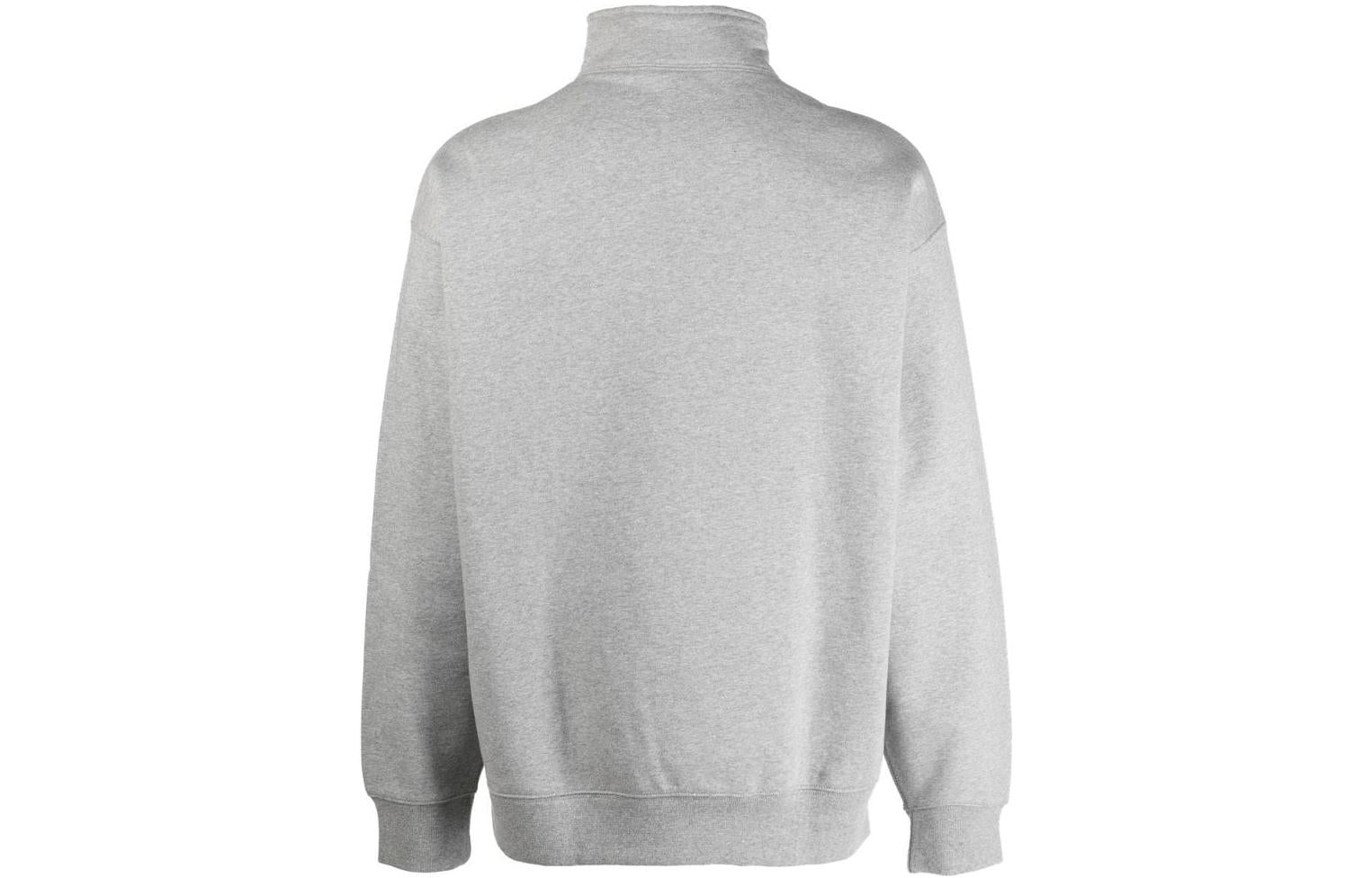Men's Nike Solid Color Logo Embroidered Half Zipper Long Sleeves Wool Sweater Gray DQ5209-063