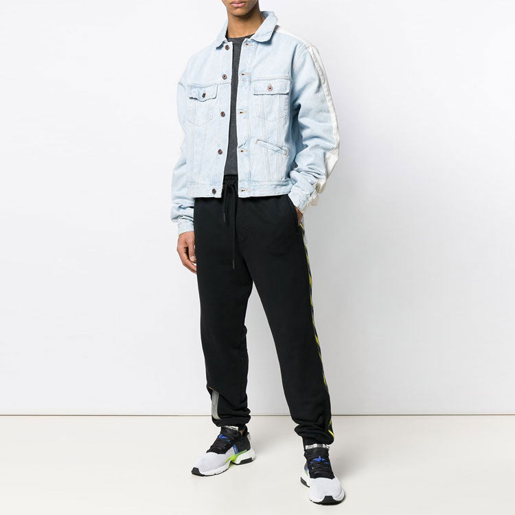 Off-White Splicing Sleeve Denim Jacket Washed White OMYE026S193860017100