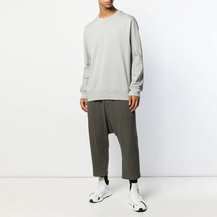 Men's Y-3 Back Logo Printing Round Neck Pullover Gray FJ0351