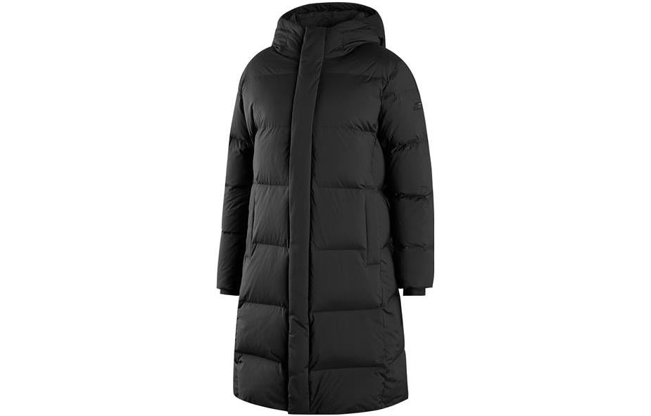 (WMNS) Skechers Woven Long Down Jacket 'White Black' P422W024