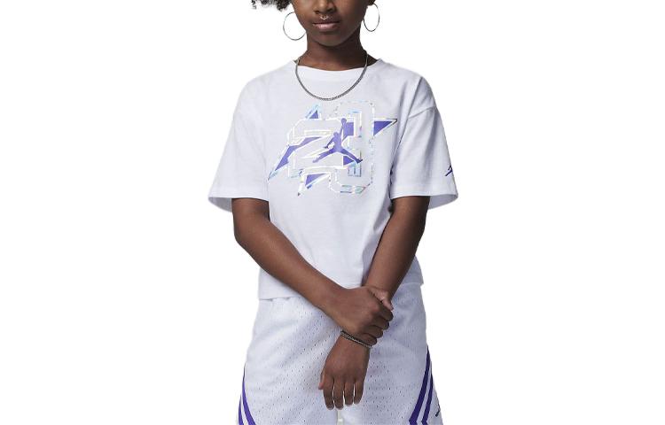 (GS) Air Jordan Jumpman Shine T-Shirt 'White' 45C823-001