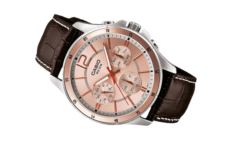 CASIO ENTICERSeries es Men's Waterproof Unisex Mens Brown Analog MTP-1374L-9AV