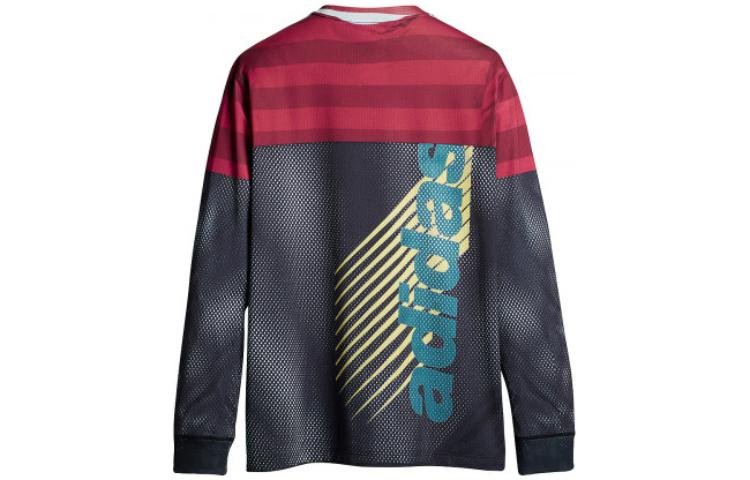Men's adidas originals x Alexander Wang Crossover Logo Splicing Alphabet Printing Round Neck Long Sleeves Black T-Shirt DW7602
