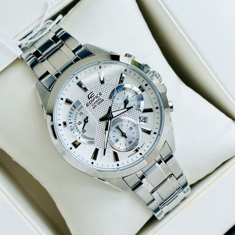 CASIO EDIFICE Stainless Steel Strap Mens Silver Analog EFV-580D-7AVU