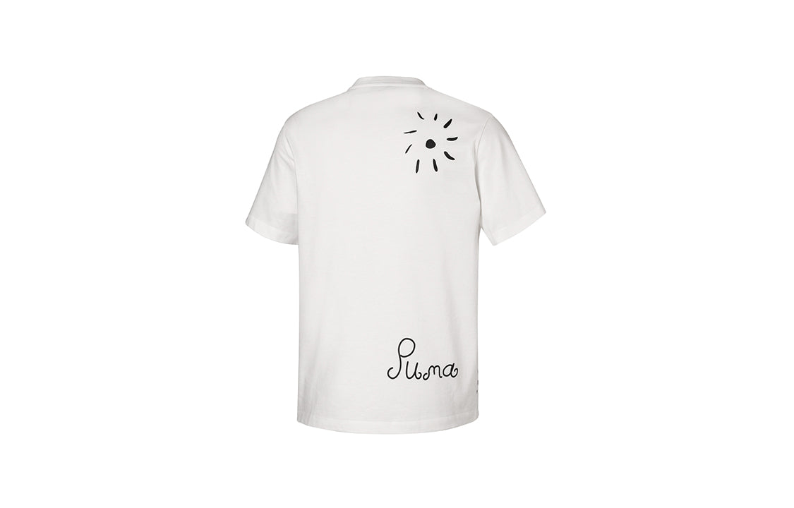 PUMA Multi-Color Large Logo Alphabet Printing Short Sleeve Couple Style White 597656-01