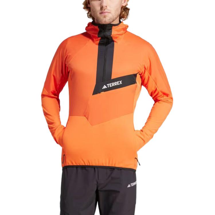 adidas Techrock Ultralight 1/2-Zip Hooded Fleece Jacket Asia Sizing 'Orange' IN7007