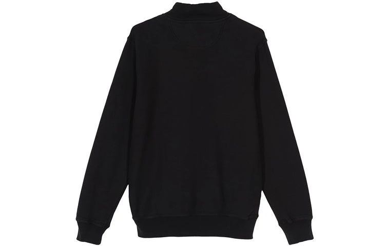 Men's Stussy Stock Fleece Mock Fleece Lined Stand Collar Half Zipper 'Black Orange' 118329BLAC