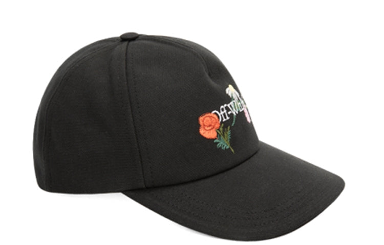 Off-White Cotton Black Alphabet Flowers Embroidered Design Casual Black OWLB014R21FA-B001-10841