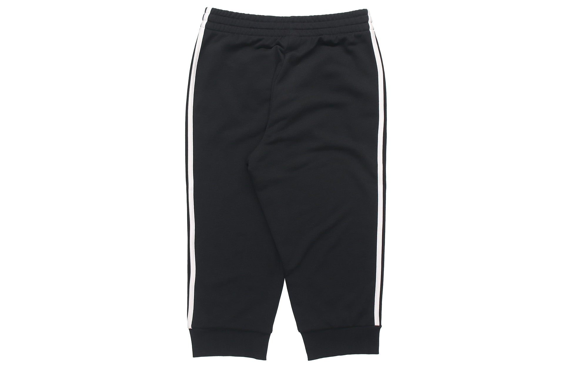 adidas M 3s Ft Tc 34pt Logo Embroidered Stripe Knit Bundle Feet Cropped Pants Black GK8987