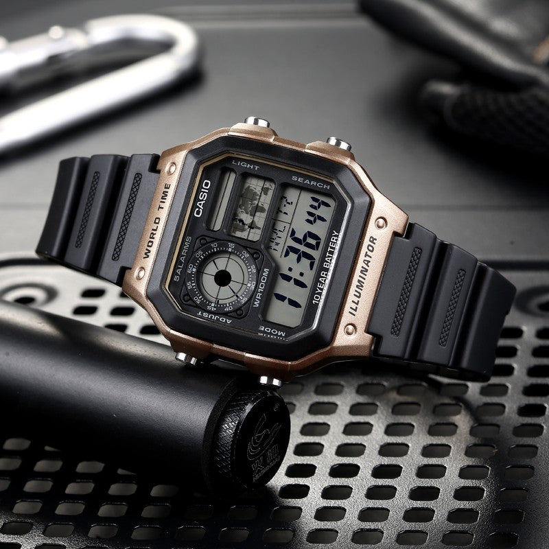 CASIO Waterproof Sports Shockproof Mens Black Digital AE1200WH-5AV