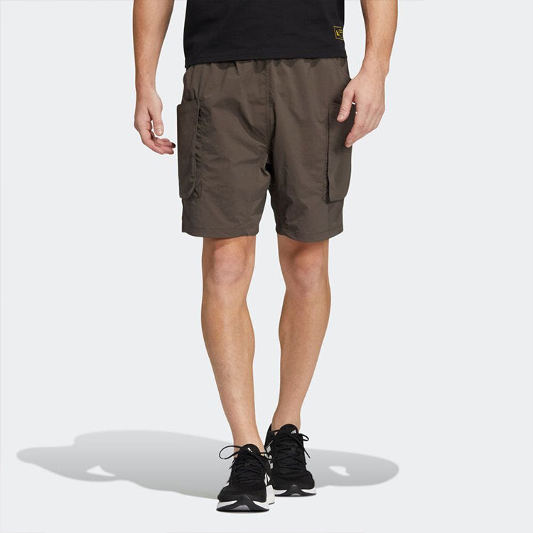 Men's adidas Solid Color Elastic Waistband Big Pocket Shorts Japanese Version Green HD0033