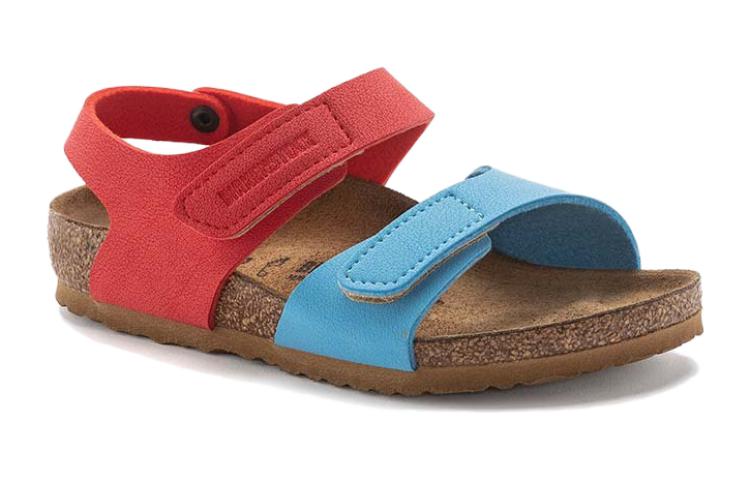 (PS) Birkenstock Palu Kids Logo BS Birko-Flor Birkibuc Narrow Fit 'Sky Blue Active Red' 1024372
