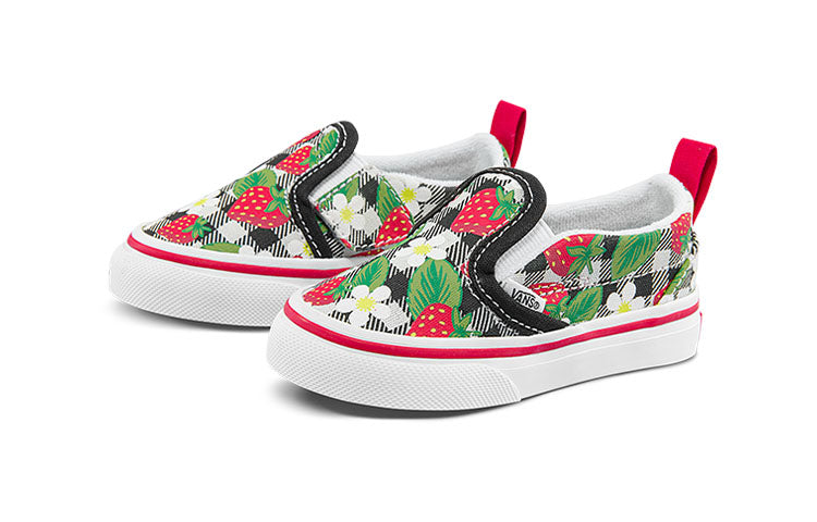 Vans Slip-On Casual Skateboarding Shoes Black White Printing 'Black White Red' VN000UBSARU