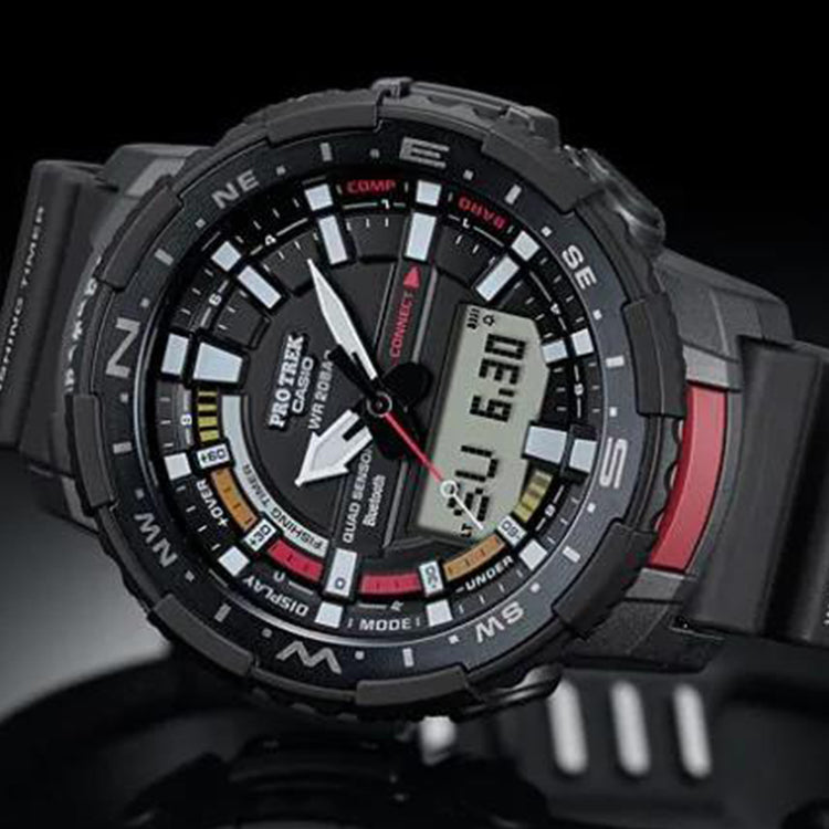CASIO Sports Quartz Waterproof Shockproof Solar Powered Mens Black Analog/Digital Combo PRT-B70-1PRD