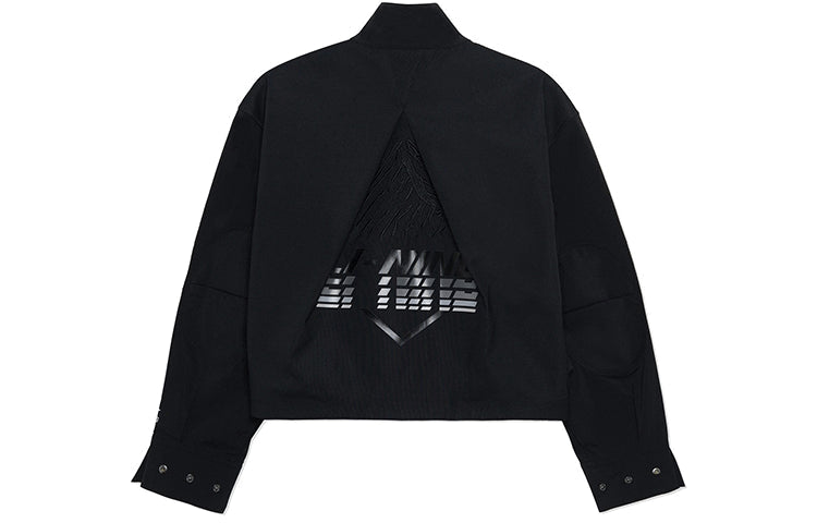 Li-Ning Stylish Printing Stand Collar Loose Jacket Black AJDS098-3