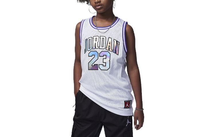 (GS) Air Jordan 23 Jersey Top 'White Purple' 45A773-I1E