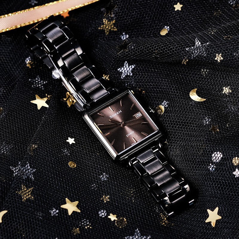 CASIO Quartz Waterproof Sapphire Crystal SHEEN Black Analog SHE-4537BD-1AUPRD