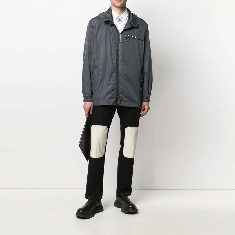 Off-White SS21 Logo Printing Zipper Jacket Version Gray OMEB014S21FAB0010601