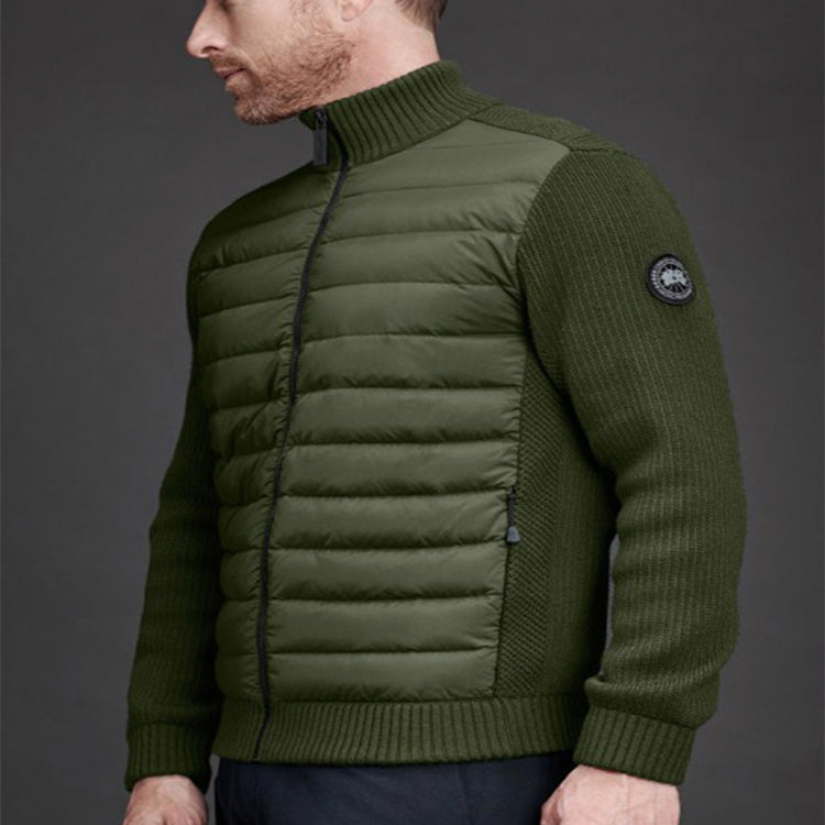 Canada Goose Hybridge Black Label Knitted Down Jacket For Men Grey/Green 6930M-663