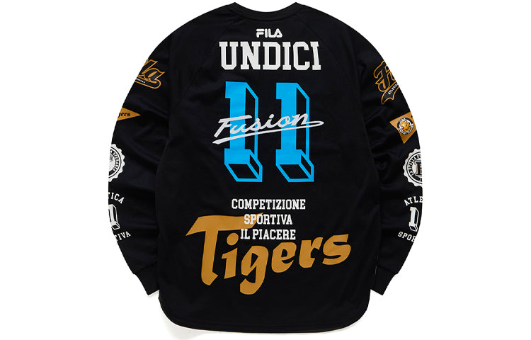 FILA FUSION Athleisure Casual Sports Full Print Round Neck Pullover Long Sleeves White T11M115206A-WT