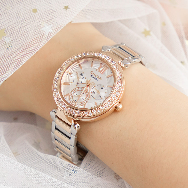 CASIO Female SHEEN Japan / South Korea Fashion Rose Gold Analog SHE-3061SPG-7A
