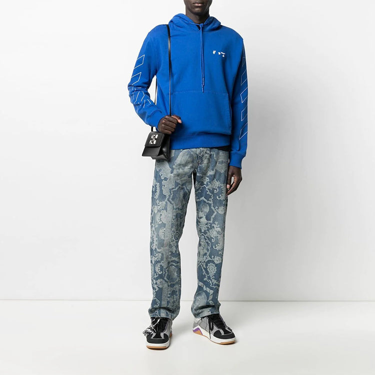 Off-White SS21 Diag Logo Printing Loose Fit Blue OMBB034S21FLE0024501