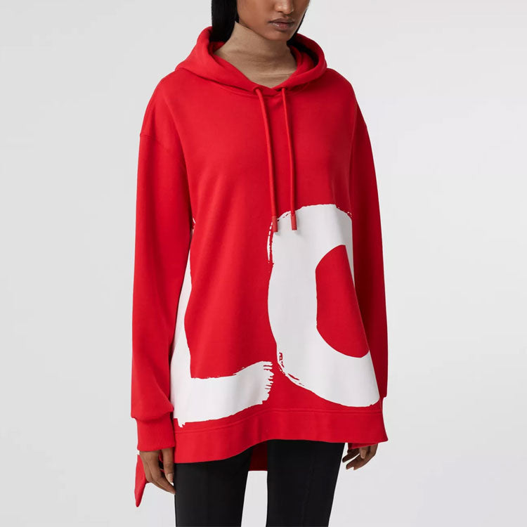 (WMNS) Burberry Love Printing Loose Hoodie Red 80381291