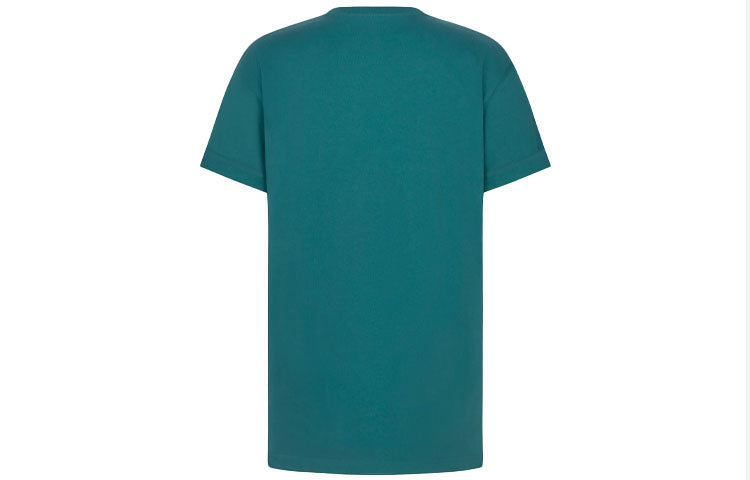 Men's DIOR SS21 Cotton Knit CD Embroidered Short Sleeve Green 943J605A0554-C632