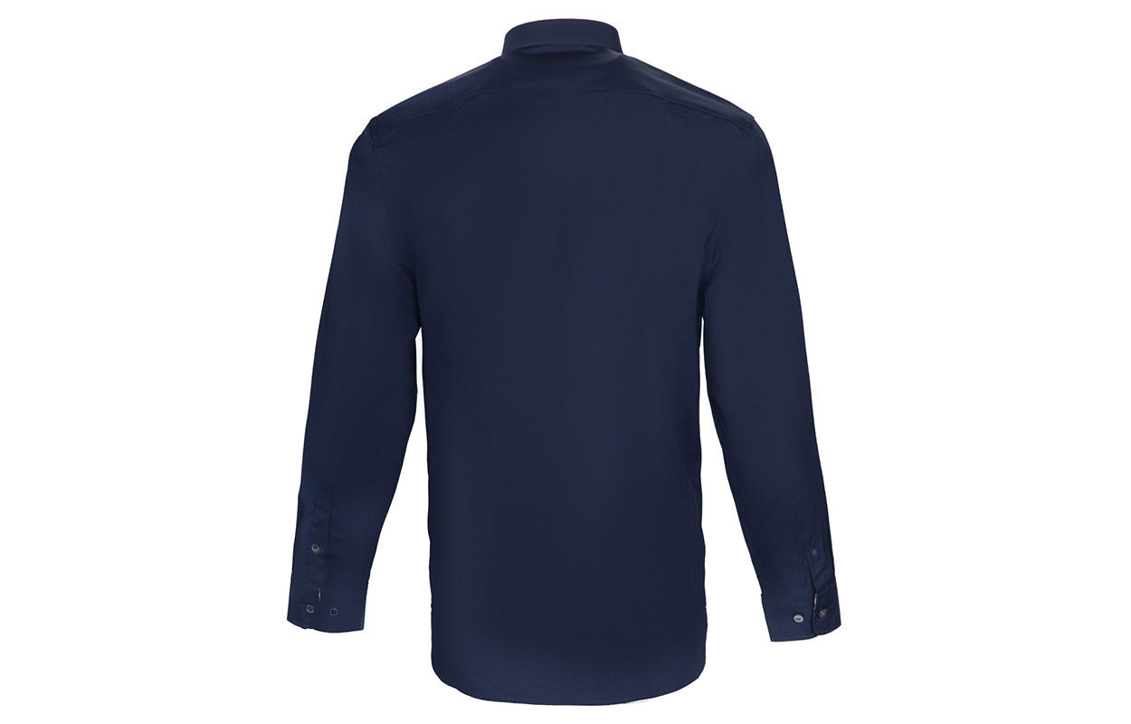 Men's Burberry Logo Casual Long Sleeves Button Shirt Navy Blue 80087051