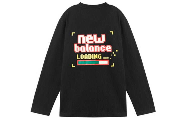 New Balance  New Balance Knit Tops Printing Round Neck Pullover 'Black' AMT11335-BK