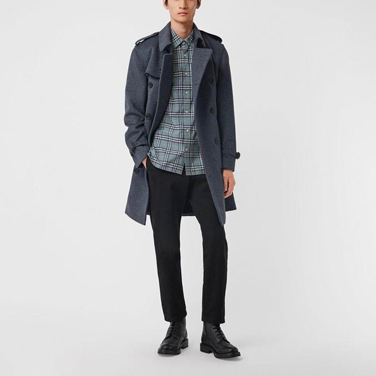 Men's Burberry Plaid Long Sleeves Shirt Blue Gray 80032831