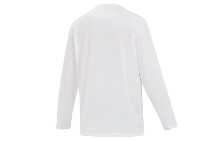 Men's Y-3 Round Neck Pullover Logo Long Sleeves White T-Shirt FN3362