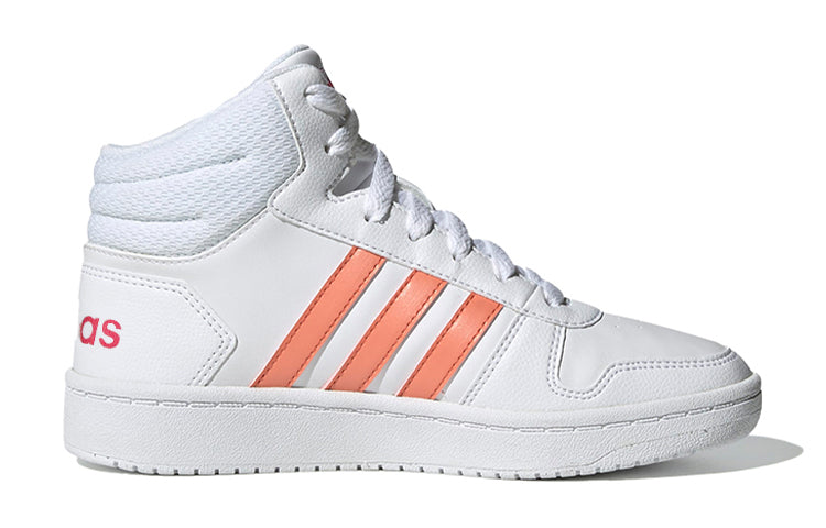 (GS) adidas Hoops 2.0 Mid J 'White Pink' EE6708