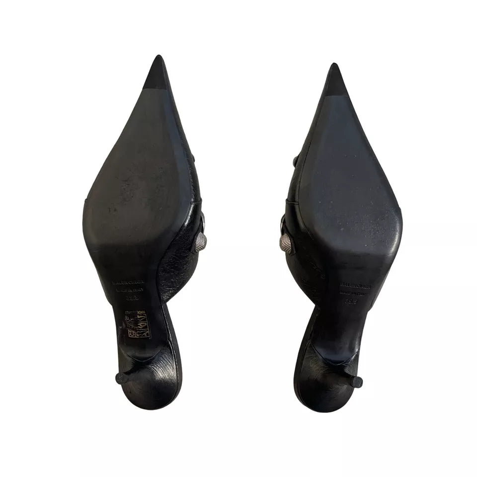 (WMNS) Balenciaga Cagole 80mm mules 'Black' 714253WAD4E1081