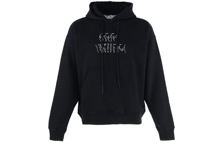 Men's Off-White Logo Embroidered Arrow Long Sleeves Black OMBB085S22FLE0111001