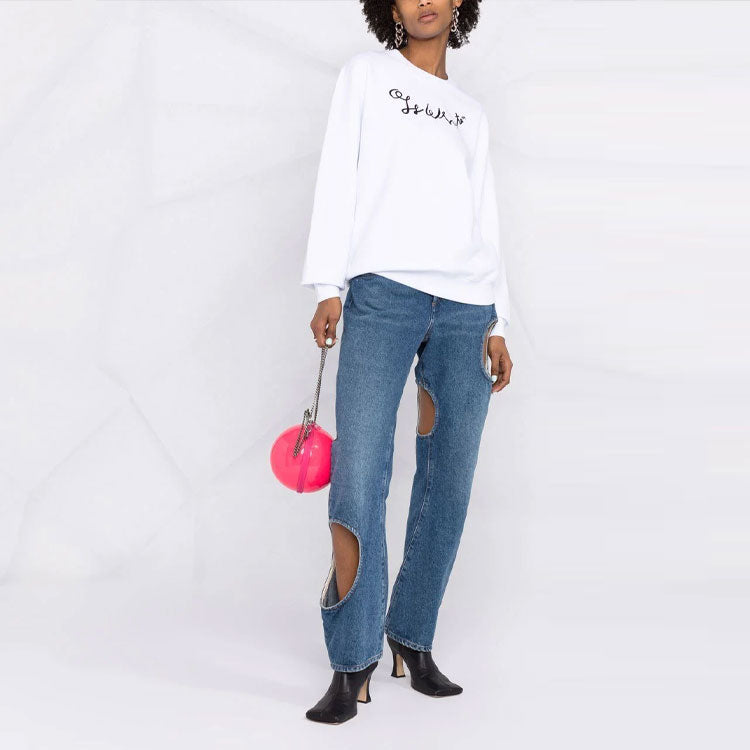 (WMNS) Off-White SS21 Logo Printing Swea White OWBA055S21JER0040110