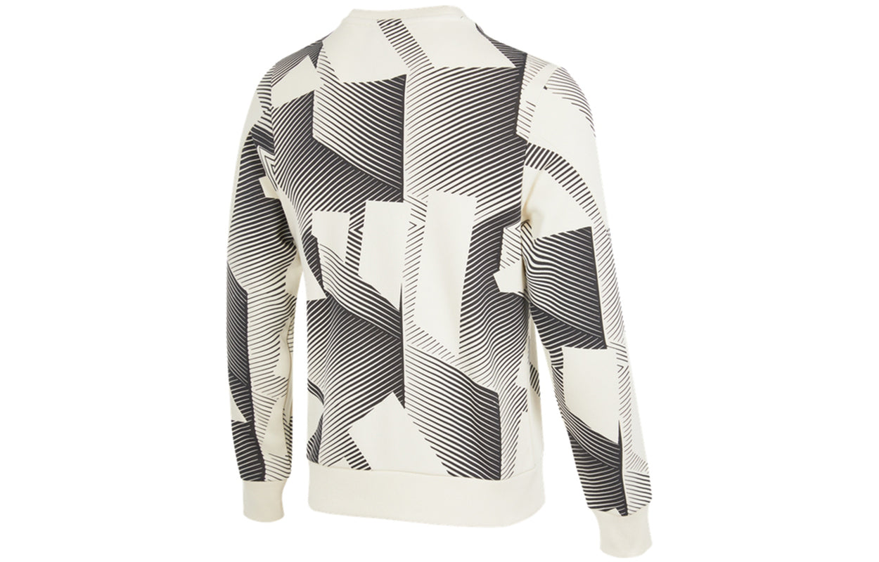 Men's adidas Si 3b Gfx Cr Full Print Logo Sports Knit Round Neck Pullover White H46505