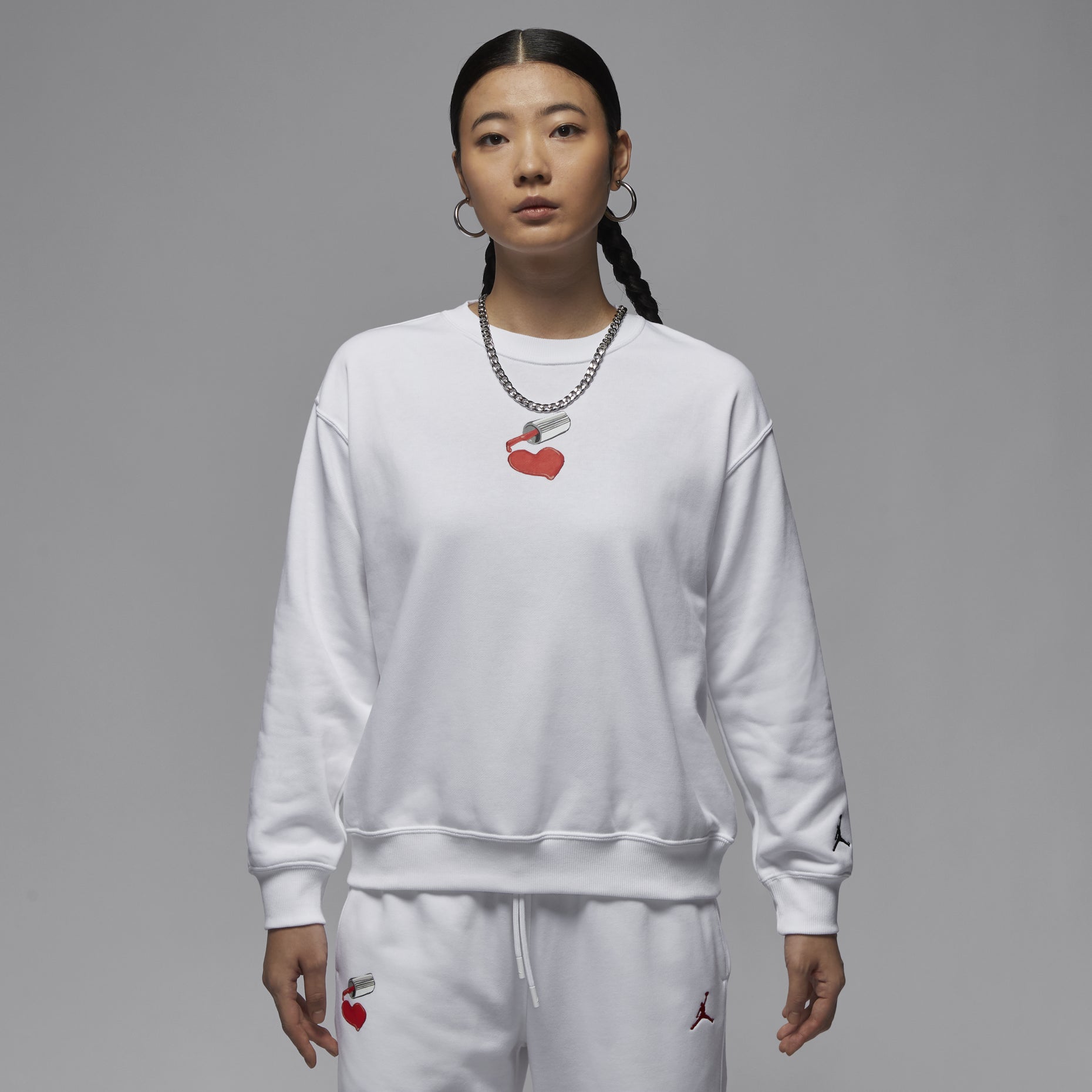 (WMNS) Air Jordan Brooklyn Fleece Crew Neck Sweatshirt Asia Sizing 'White' HV9371-100