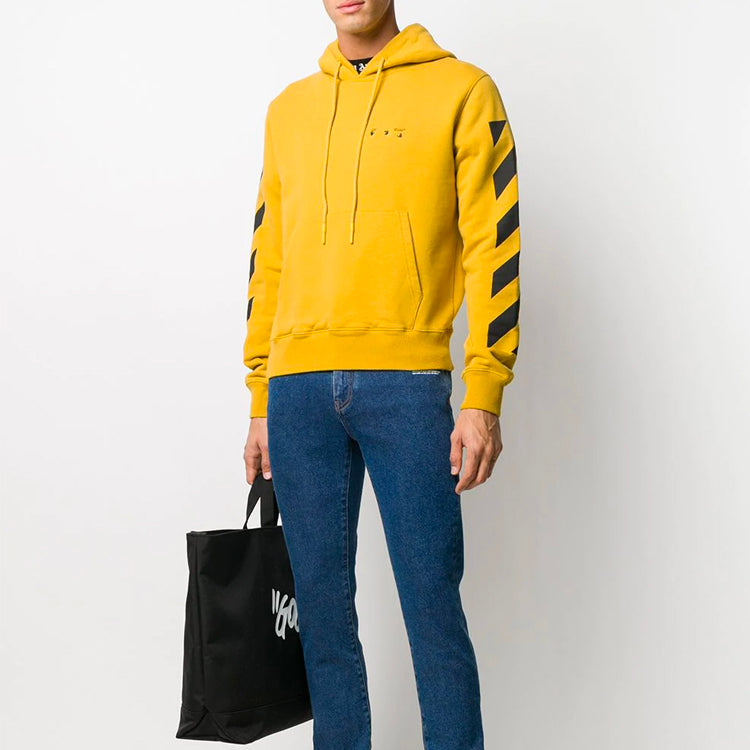 Off-White Arrow Applique Hooded Sweater Men's Yellow OMBB034F20FLE0081610