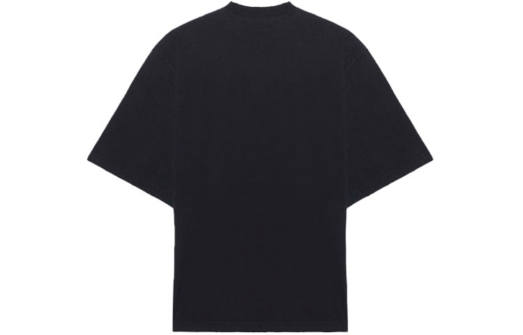 Men's Balenciaga Running Pattern Printing Logo Loose Short Sleeve Black 641614TJVK61070