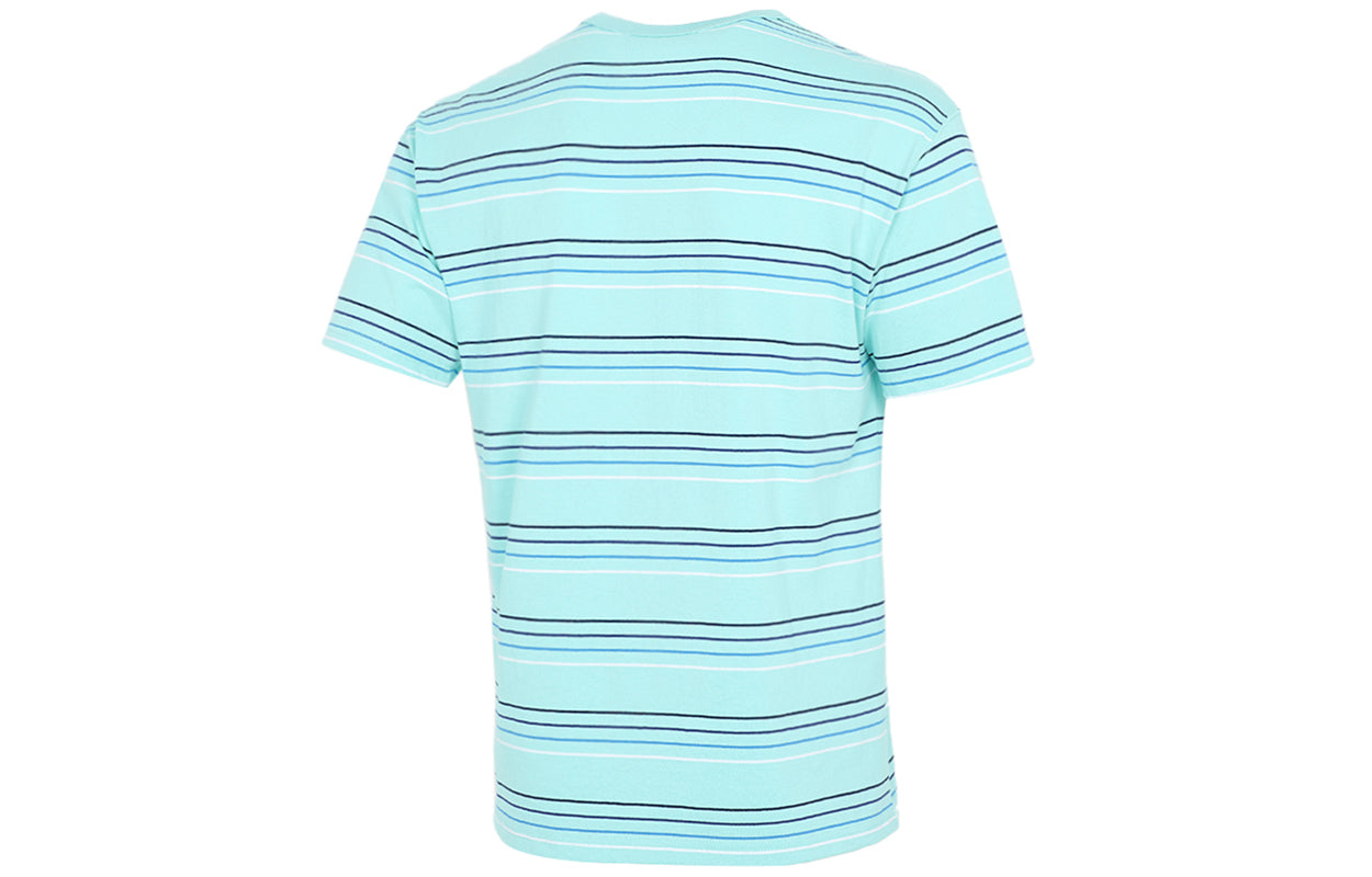 Men's Nike Sportswear Embroidered Logo Stripe Loose Knit Sports Short Sleeve Blue Green T-Shirt DB6532-307